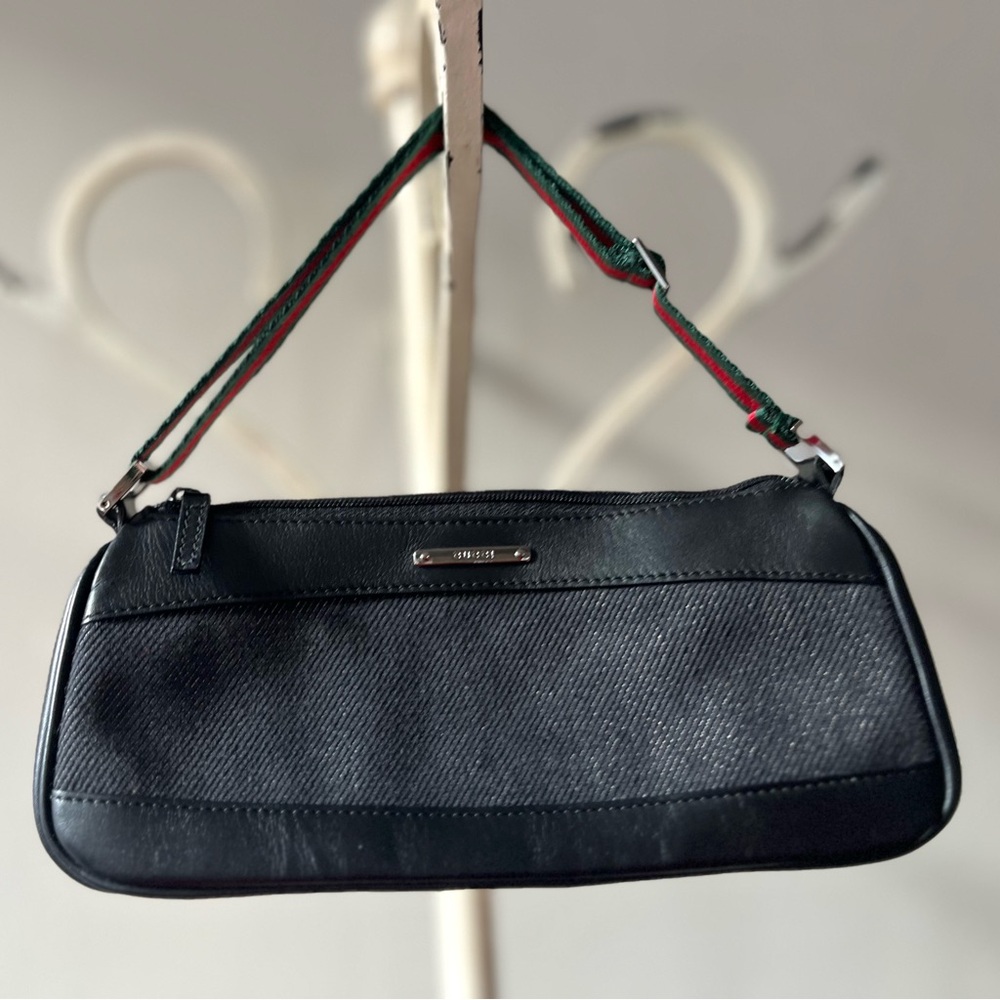 GUCCI Early 2000s Canvas Shoulder Bag | Web Strap | Italy